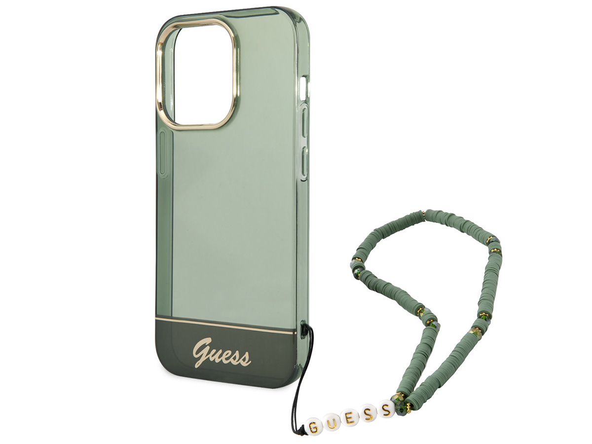 Guess Beads Charm Case Groen - iPhone 14 Pro Max hoesje