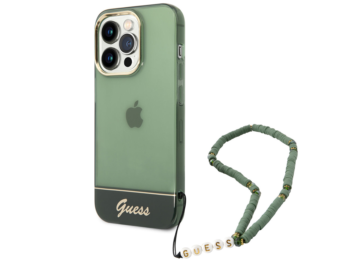 Guess Beads Charm Case Groen - iPhone 14 Pro Max hoesje