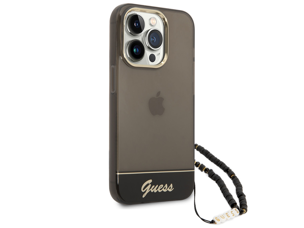 Guess Beads Charm Case Zwart - iPhone 14 Pro Max hoesje