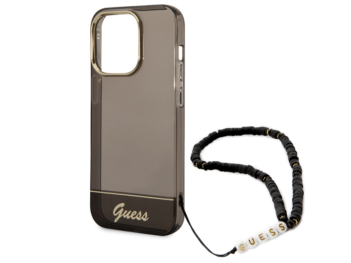 Guess Beads Charm Case Zwart - iPhone 14 Pro Max hoesje