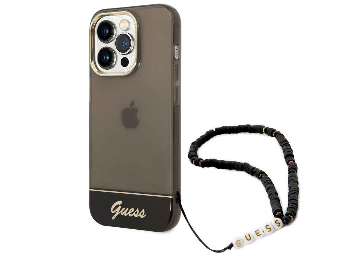 Guess Beads Charm Case Zwart - iPhone 14 Pro Max hoesje