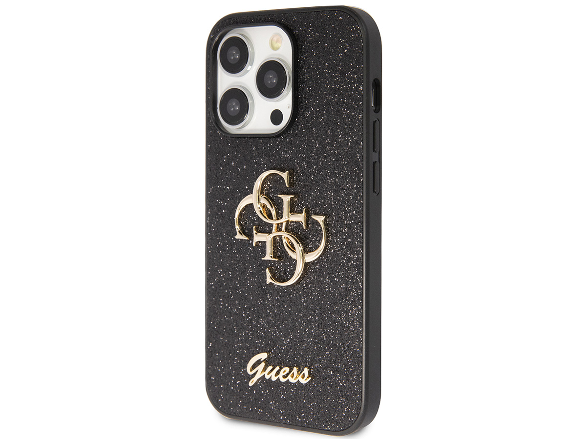 Guess Big 4G Glitter Case Zwart - iPhone 14 Pro Max hoesje