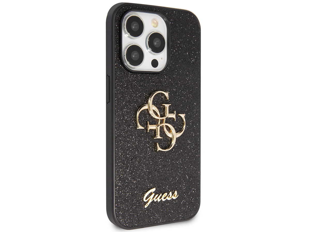 Guess Big 4G Glitter Case Zwart - iPhone 14 Pro Max hoesje