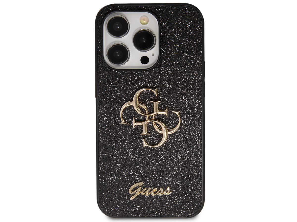Guess Big 4G Glitter Case Zwart - iPhone 14 Pro Max hoesje