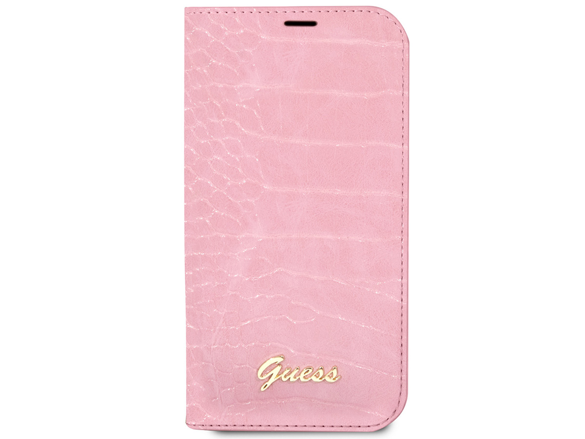 Guess Croco Folio Wallet Case Roze - iPhone 14 Pro Max hoesje