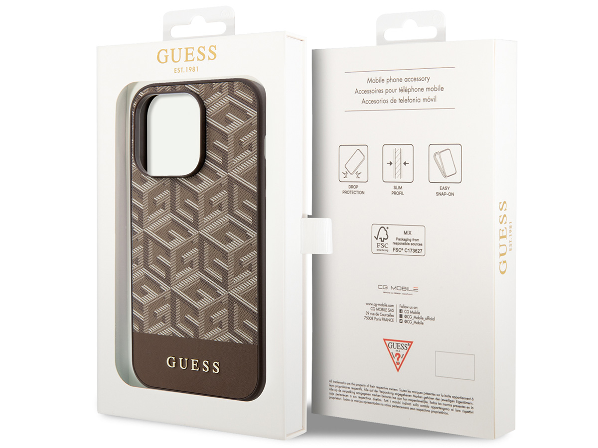 Guess G-Cube MagSafe Case Bruin - iPhone 14 Pro Max hoesje