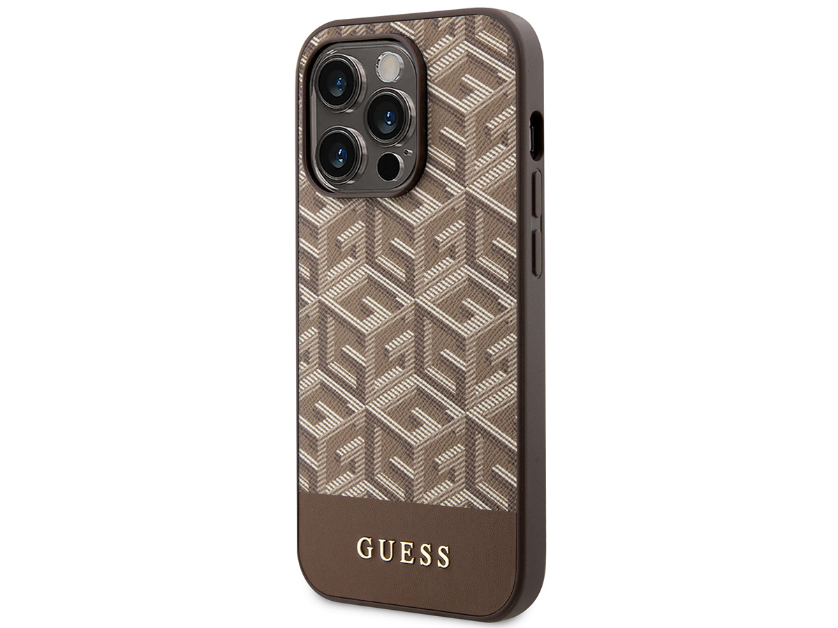 Guess G-Cube MagSafe Case Bruin - iPhone 14 Pro Max hoesje