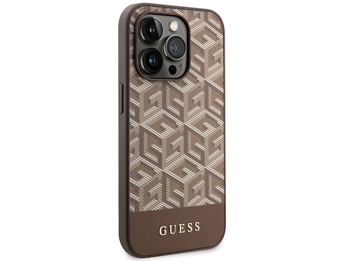 Guess G-Cube MagSafe Case Bruin - iPhone 14 Pro Max hoesje