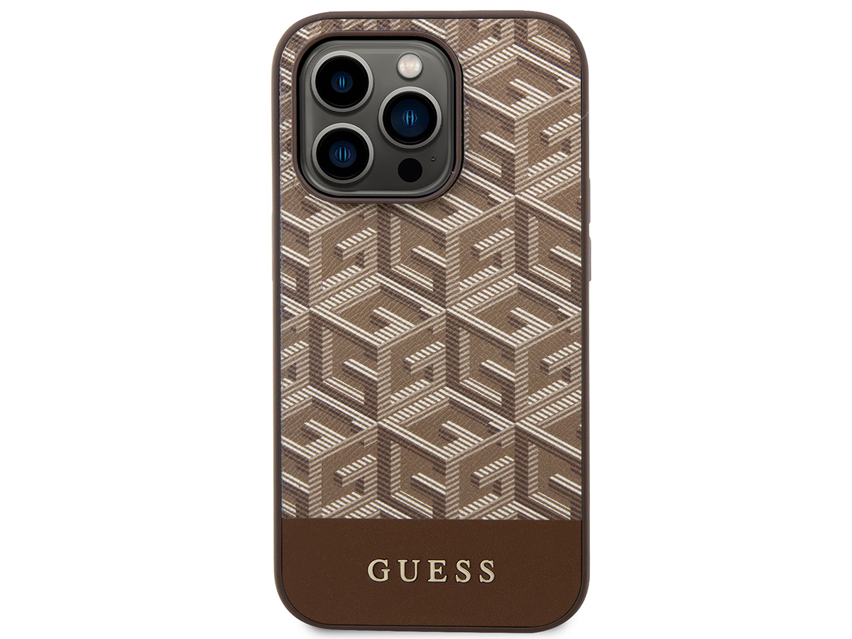 Guess G-Cube MagSafe Case Bruin - iPhone 14 Pro Max hoesje