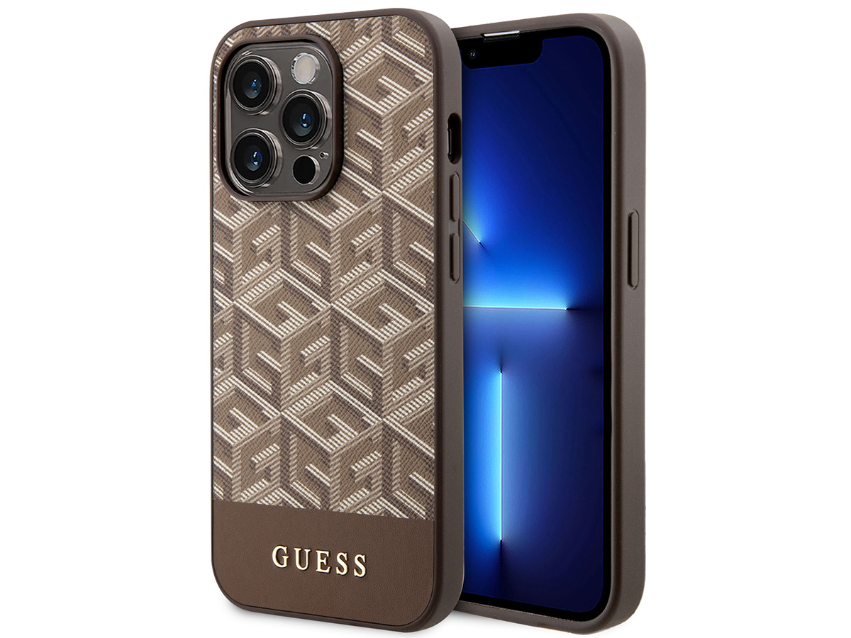 Guess G-Cube MagSafe Case Bruin - iPhone 14 Pro Max hoesje