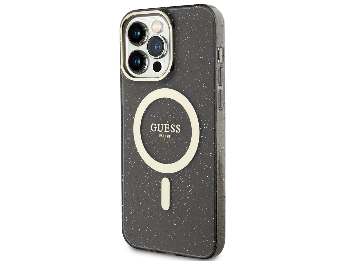 Guess Glitter MagSafe TPU Case Grijs - iPhone 14 Pro Max hoesje