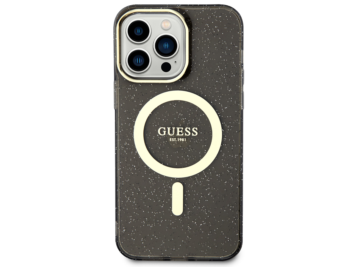 Guess Glitter MagSafe TPU Case Grijs - iPhone 14 Pro Max hoesje