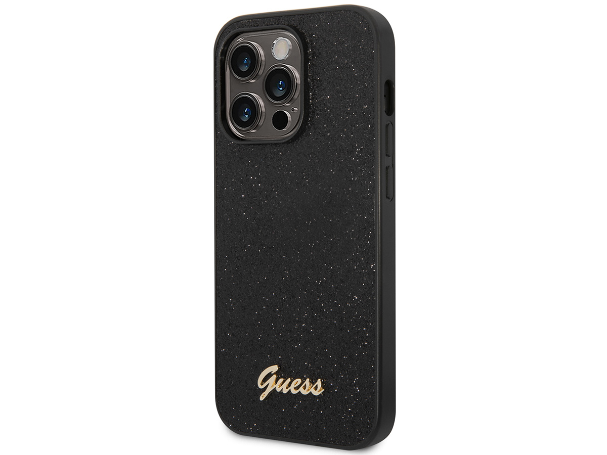 Guess Glitter TPU Case Zwart - iPhone 14 Pro Max hoesje