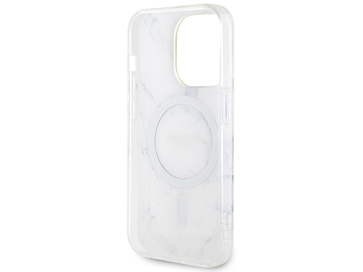 Guess Marble MagSafe TPU Case Wit - iPhone 14 Pro Max hoesje