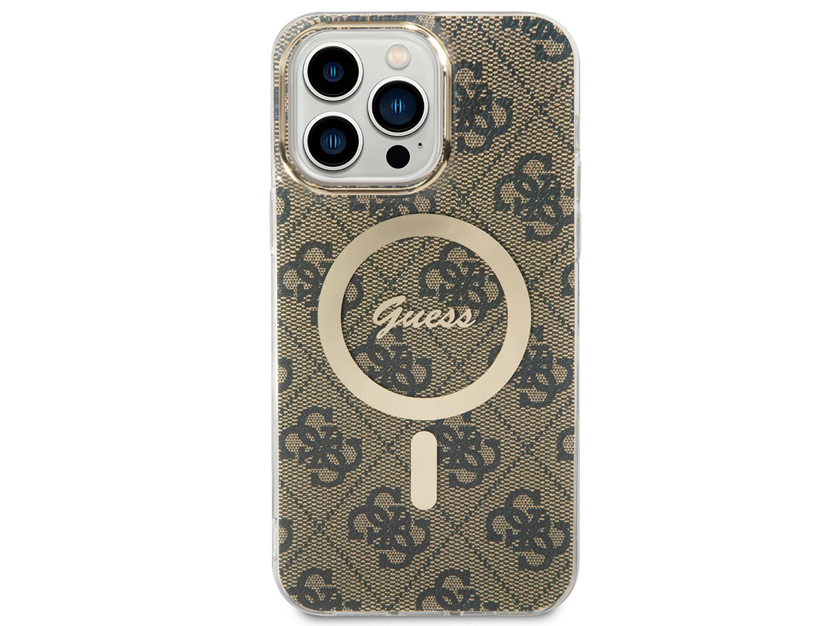 Guess Monogram MagSafe TPU Case Bruin - iPhone 14 Pro Max hoesje