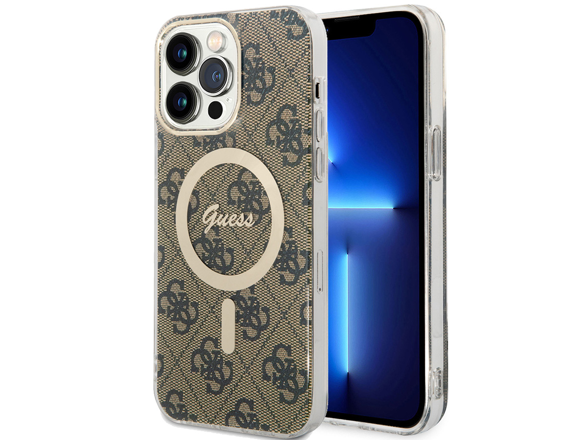 Guess Monogram MagSafe TPU Case Bruin - iPhone 14 Pro Max hoesje