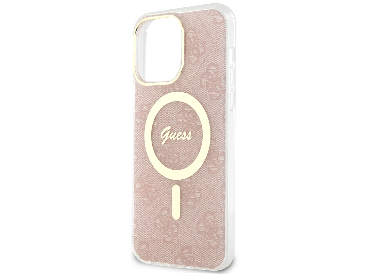 Guess Monogram MagSafe TPU Case Roze - iPhone 14 Pro Max hoesje