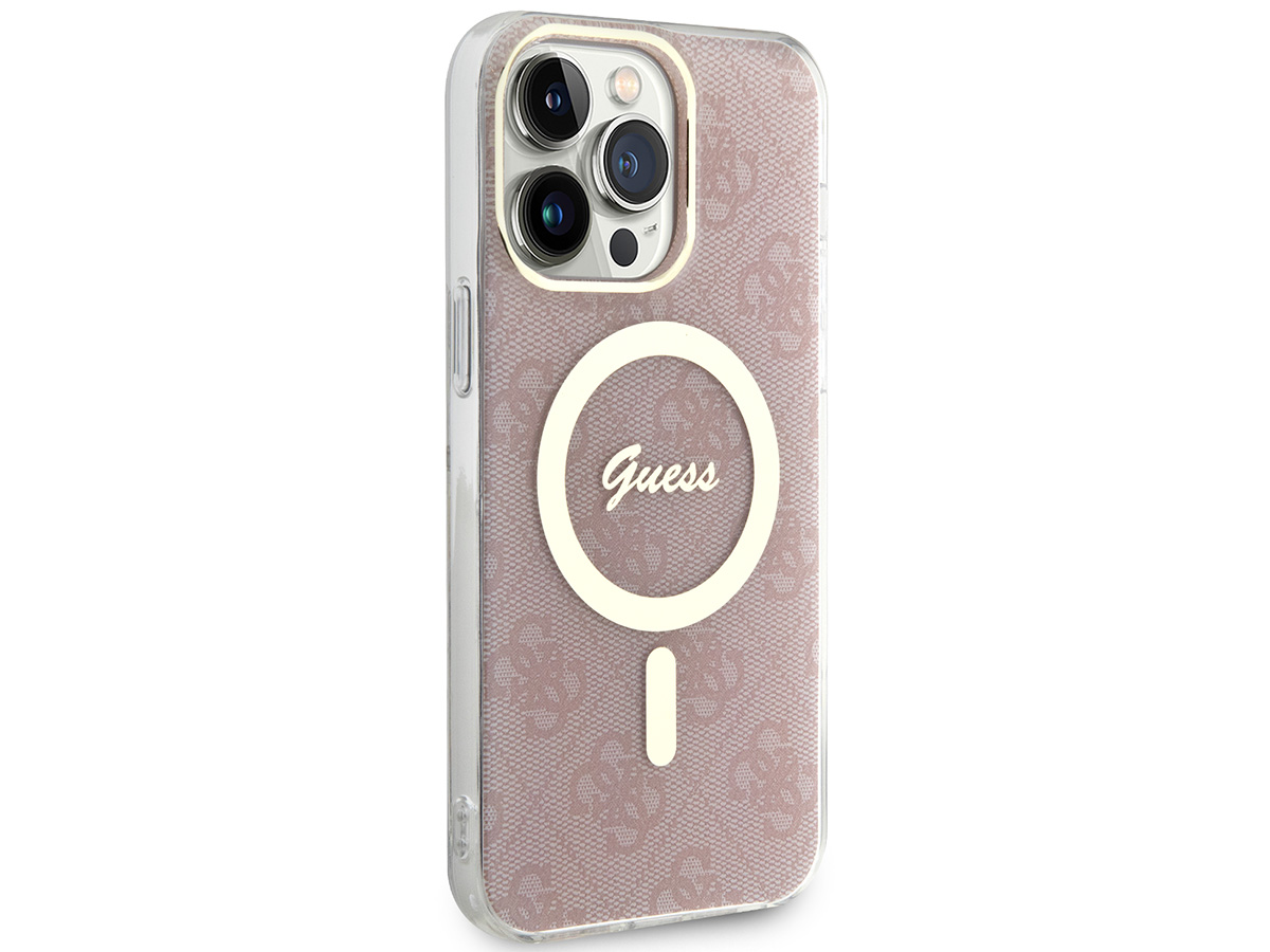 Guess Monogram MagSafe TPU Case Roze - iPhone 14 Pro Max hoesje