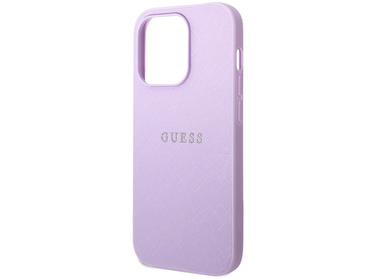 Guess Saffiano Strap Case Paars - iPhone 14 Pro Max hoesje