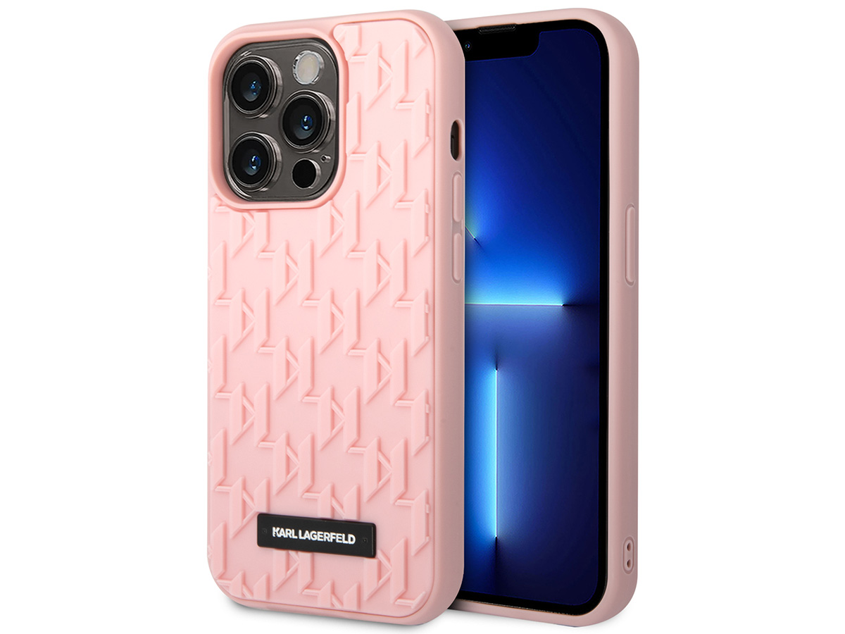 Karl Lagerfeld 3D Monogram Case iPhone 14 Pro Max Roze