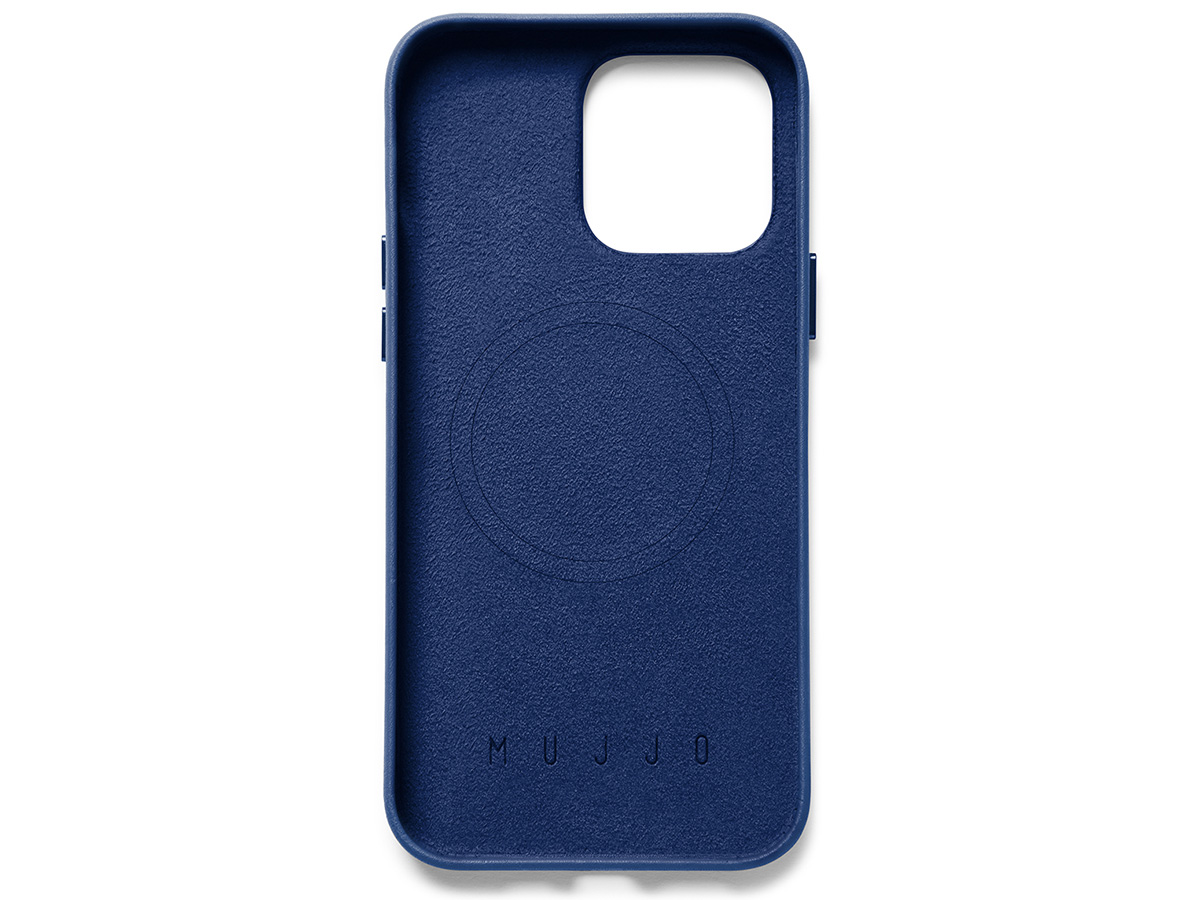 Mujjo Full Leather Case MagSafe Blue - iPhone 14 Pro Max Hoesje Leer