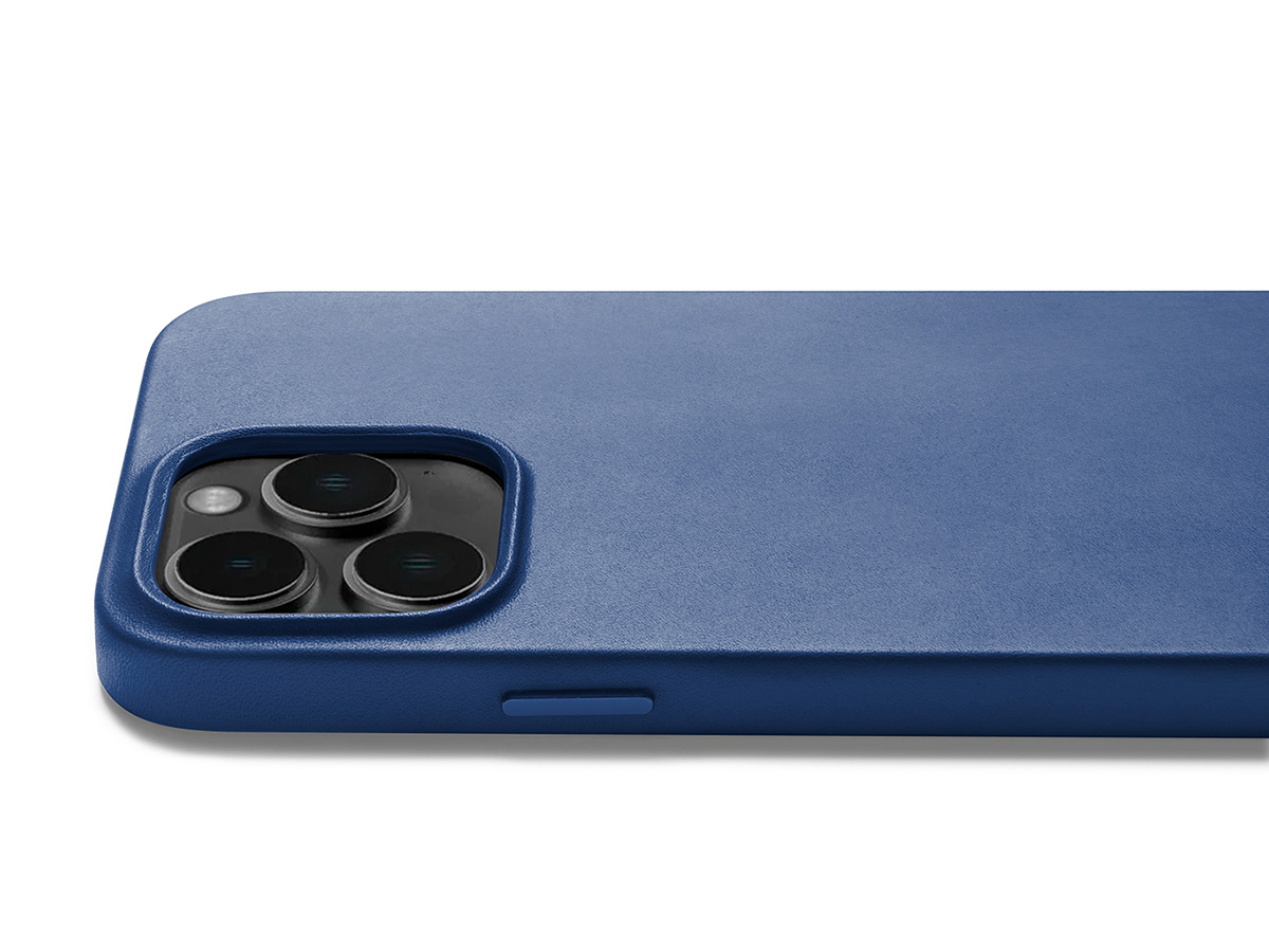 Mujjo Full Leather Case MagSafe Blue - iPhone 14 Pro Max Hoesje Leer