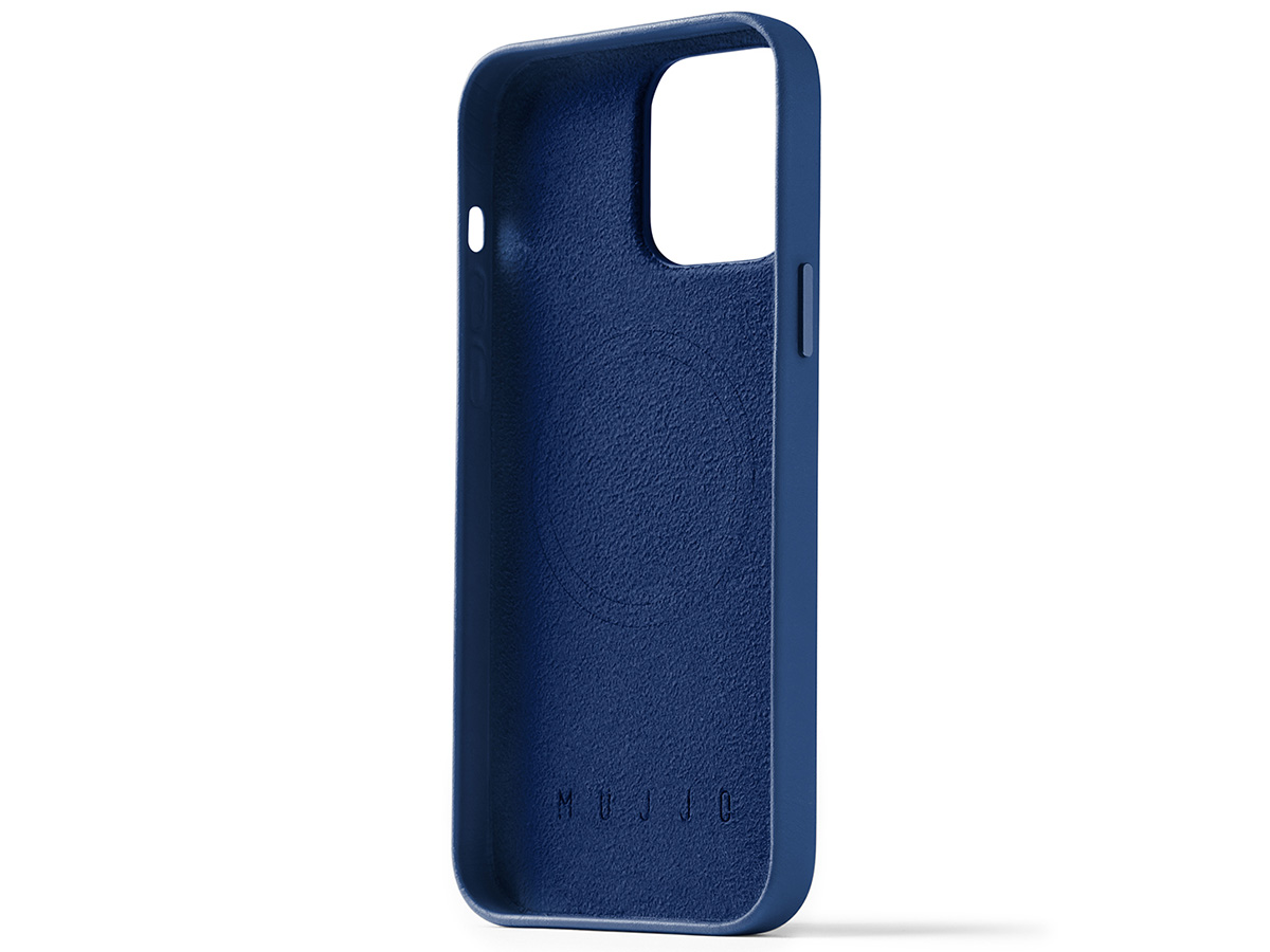 Mujjo Full Leather Case MagSafe Blue - iPhone 14 Pro Max Hoesje Leer