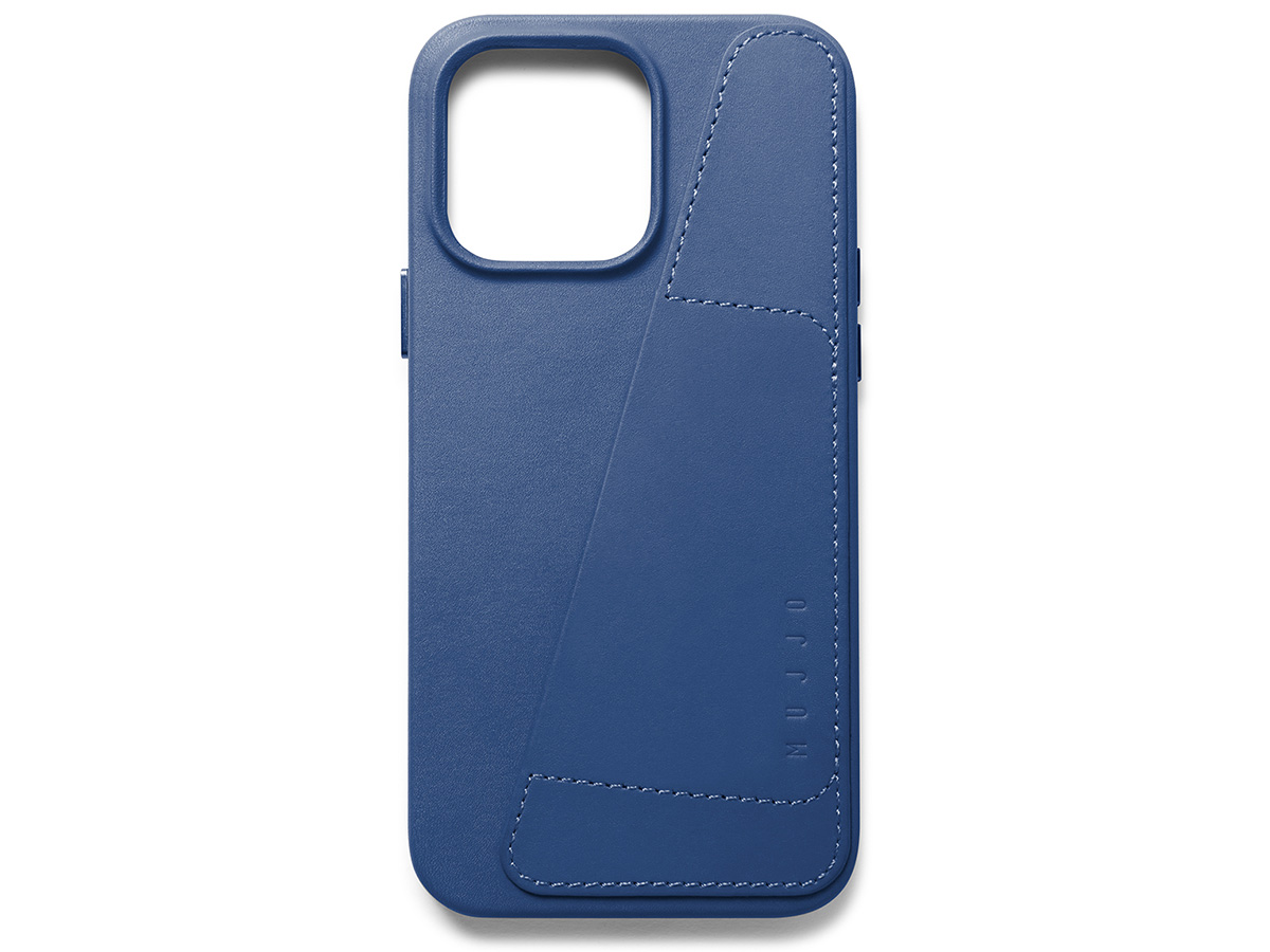 Mujjo Full Leather Wallet Case Blue - iPhone 14 Pro Max Hoesje Leer