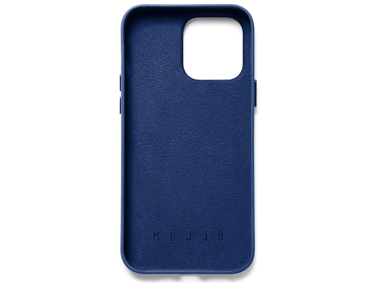 Mujjo Full Leather Wallet Case Blue - iPhone 14 Pro Max Hoesje Leer