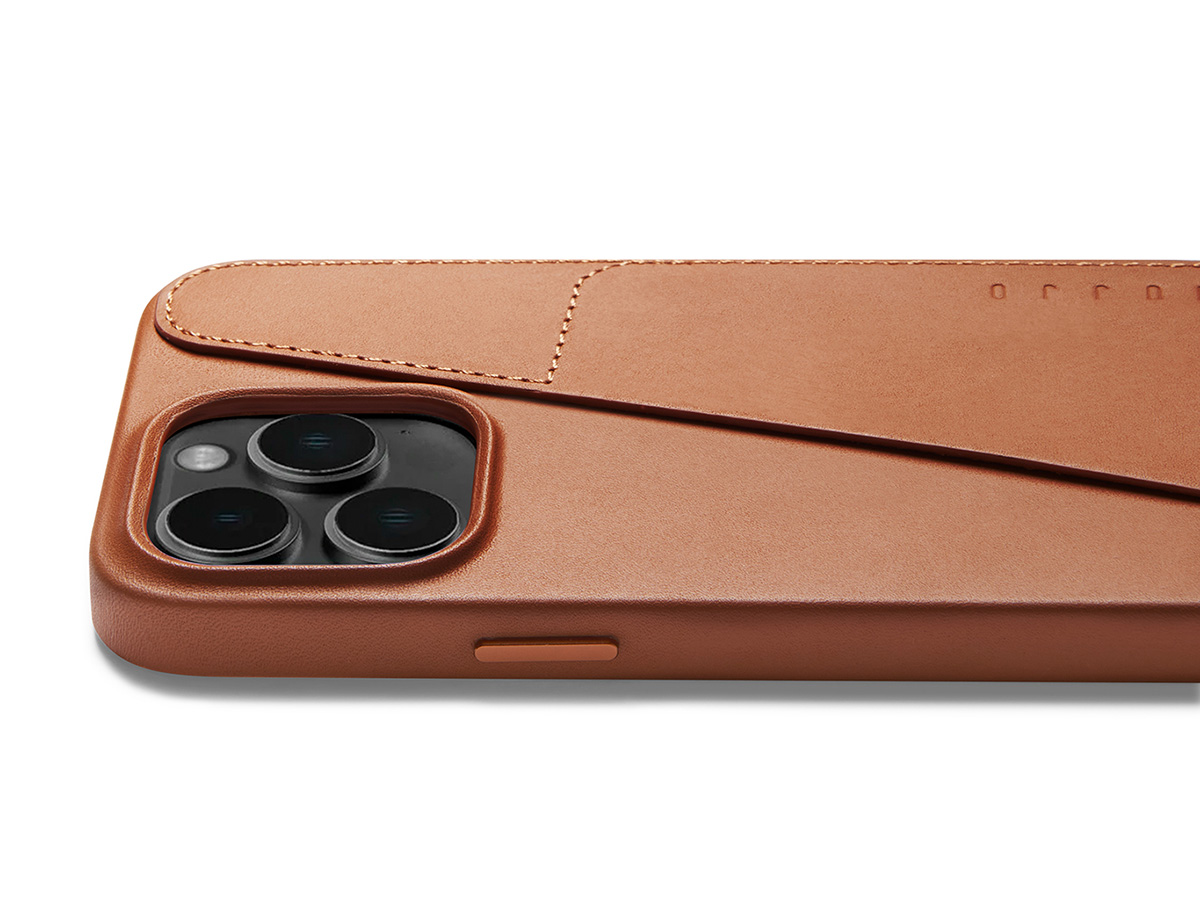 Mujjo Full Leather Wallet Case Tan - iPhone 14 Pro Max Hoesje Leer