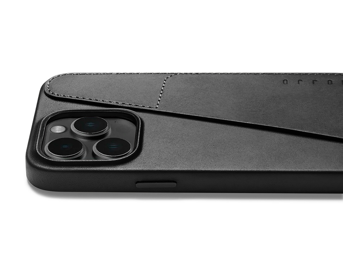 Mujjo Full Leather Wallet Case Black - iPhone 14 Pro Max Hoesje Leer