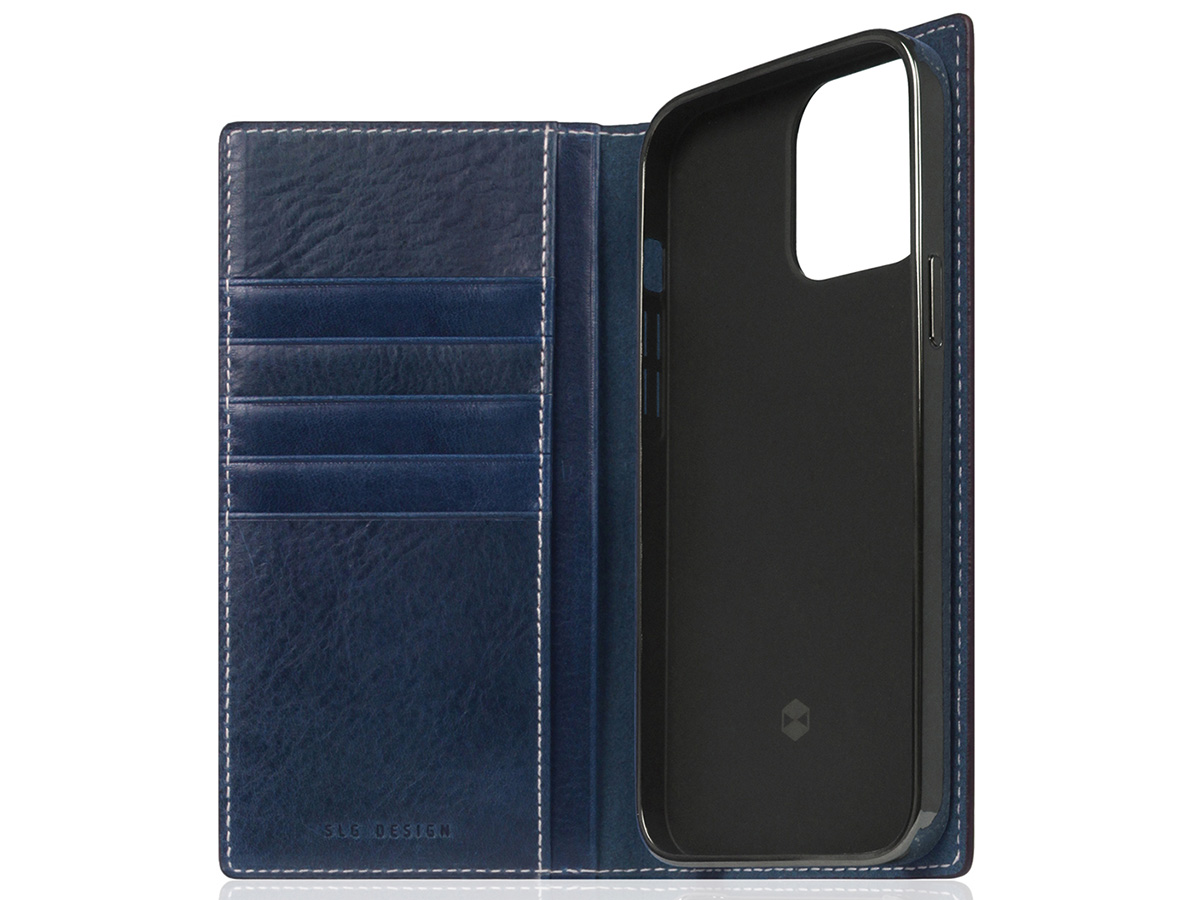 SLG Design D+ Temponata Folio Blauw - iPhone 14 Pro Max hoesje Leer