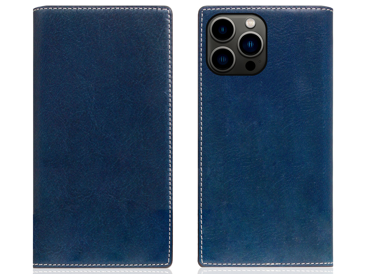 SLG Design D+ Temponata Folio Blauw - iPhone 14 Pro Max hoesje Leer