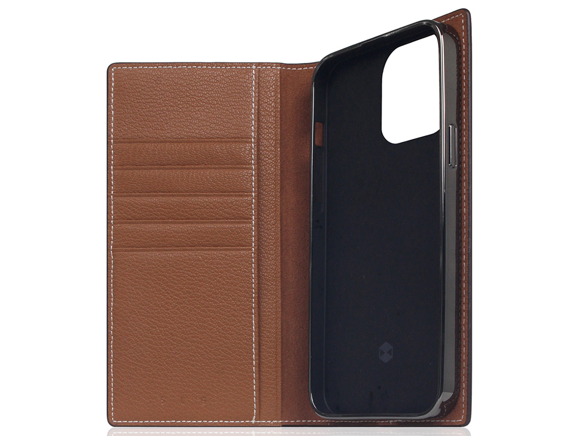 SLG Design D6 Leather Diary Case Bruin - iPhone 14 Pro Max hoesje Leer