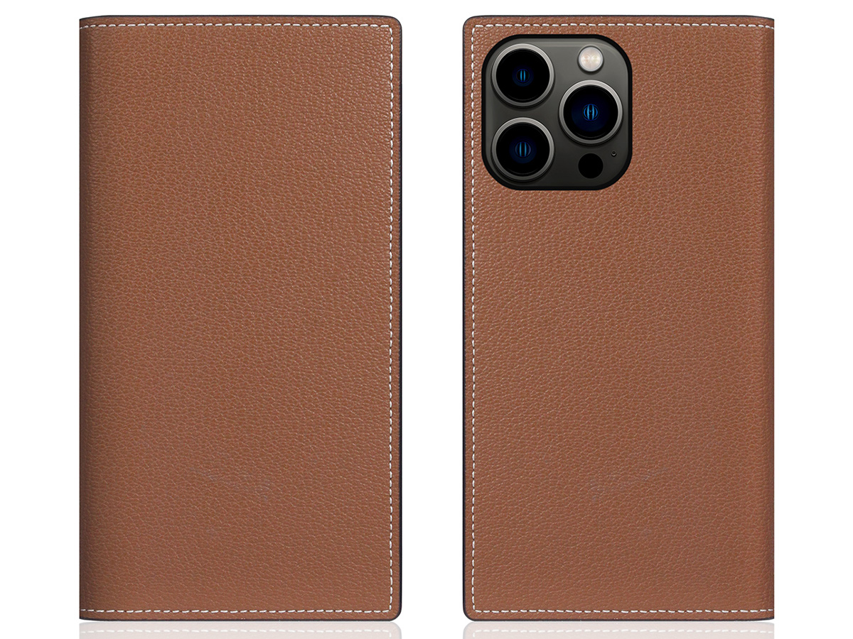 SLG Design D6 Leather Diary Case Bruin - iPhone 14 Pro Max hoesje Leer