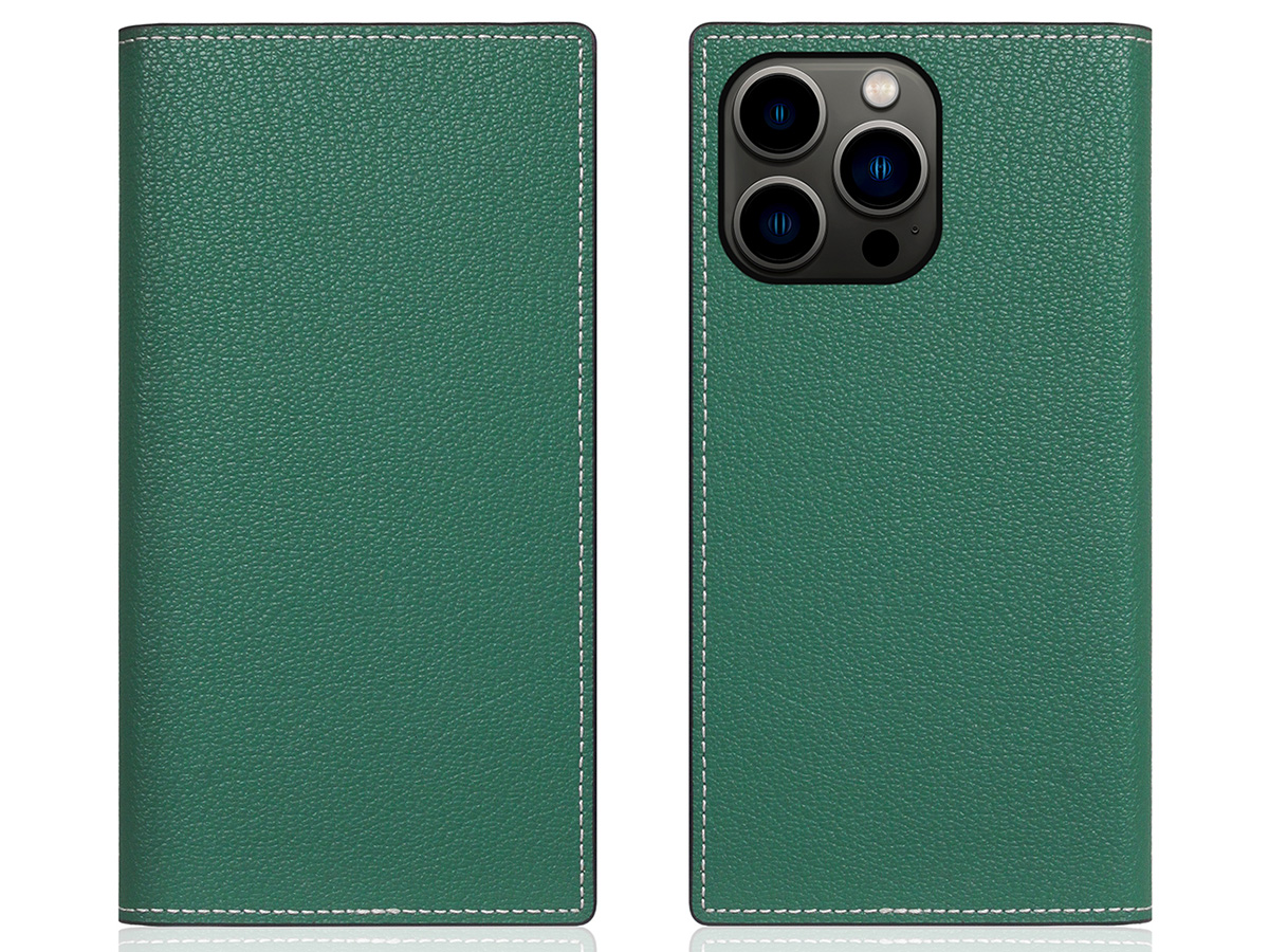 SLG Design D6 Leather Diary Case Groen - iPhone 14 Pro Max hoesje Leer