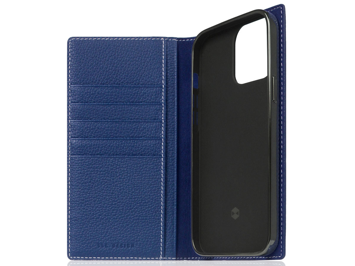 SLG Design D8 Folio Leer Navy Blue - iPhone 14 Pro Max hoesje