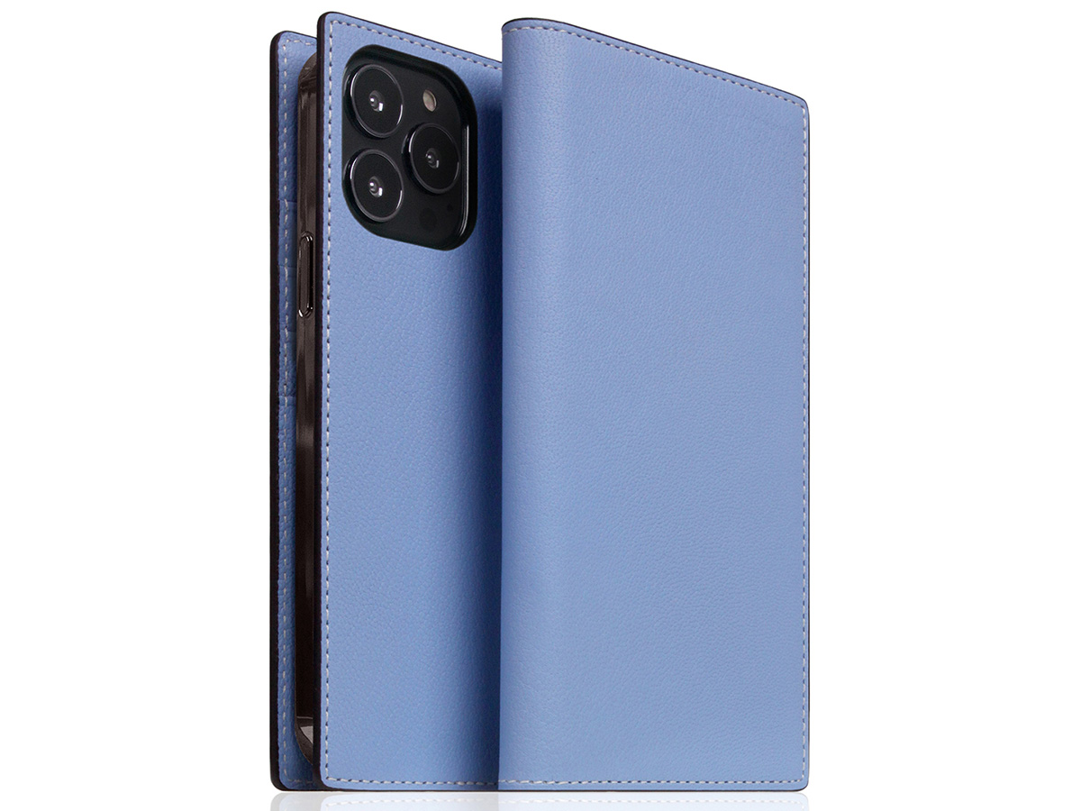 SLG Design D9 Chevere Chagrin Leer Blauw - iPhone 14 Pro Max hoesje