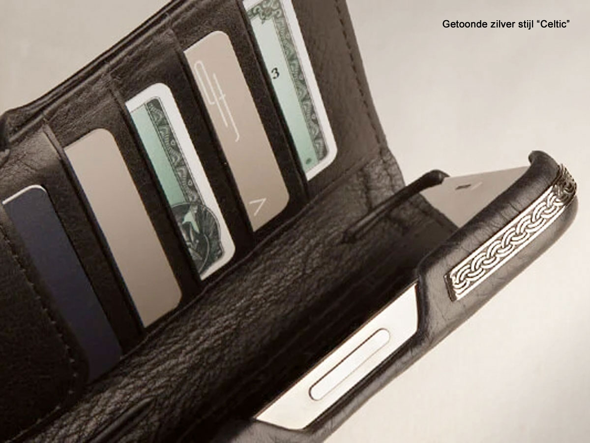 Vaja Silver MagSafe Wallet Celtic - Leren iPhone 14 Pro Max Hoesje met Zilver