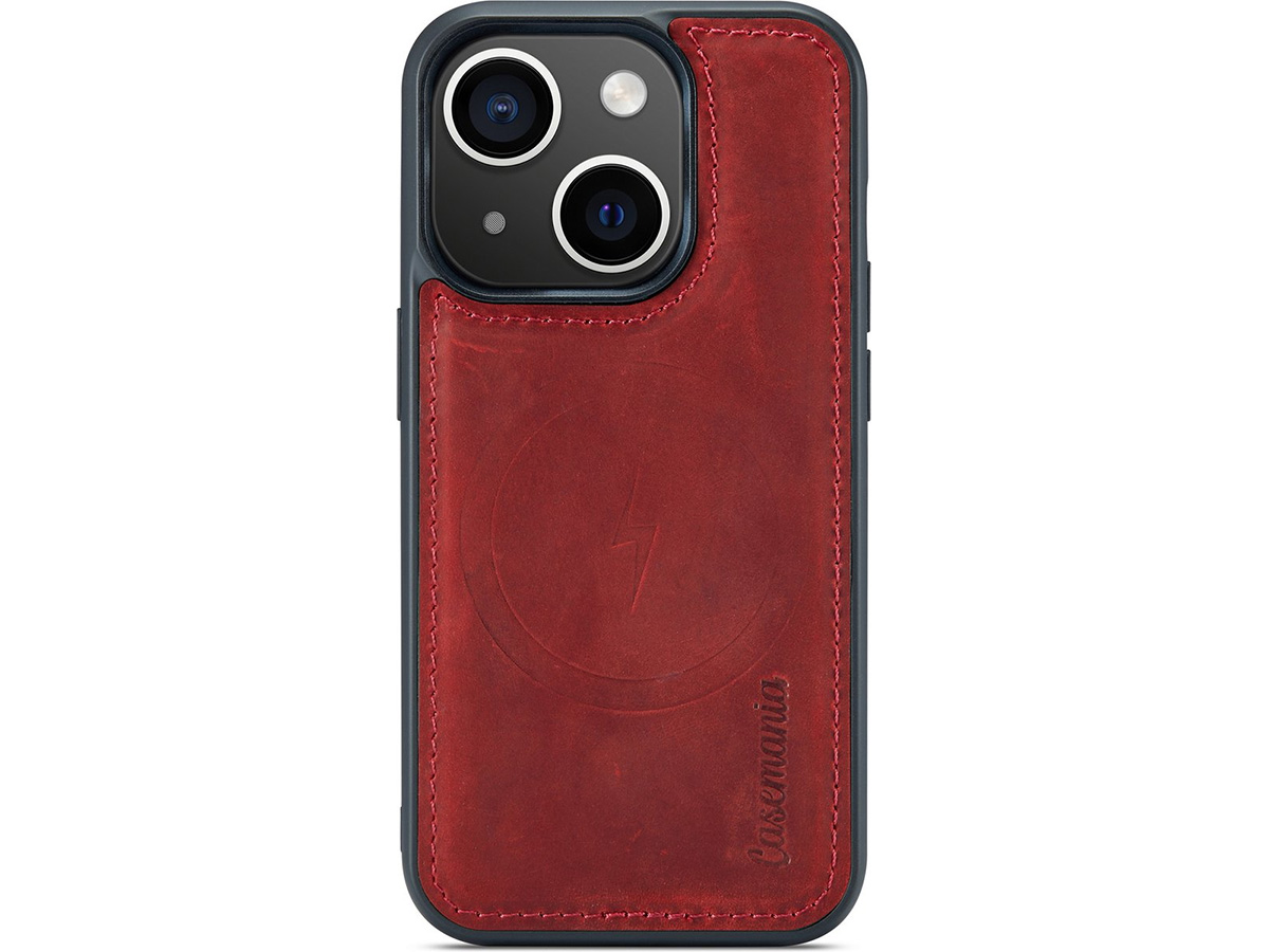 CaseMania 2in1 Magnetic Leather Bookcase Rood - iPhone 15 Hoesje Leer
