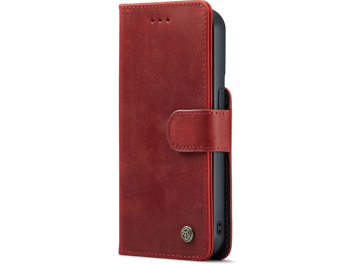 CaseMania 2in1 Magnetic Leather Bookcase Rood - iPhone 15 Hoesje Leer