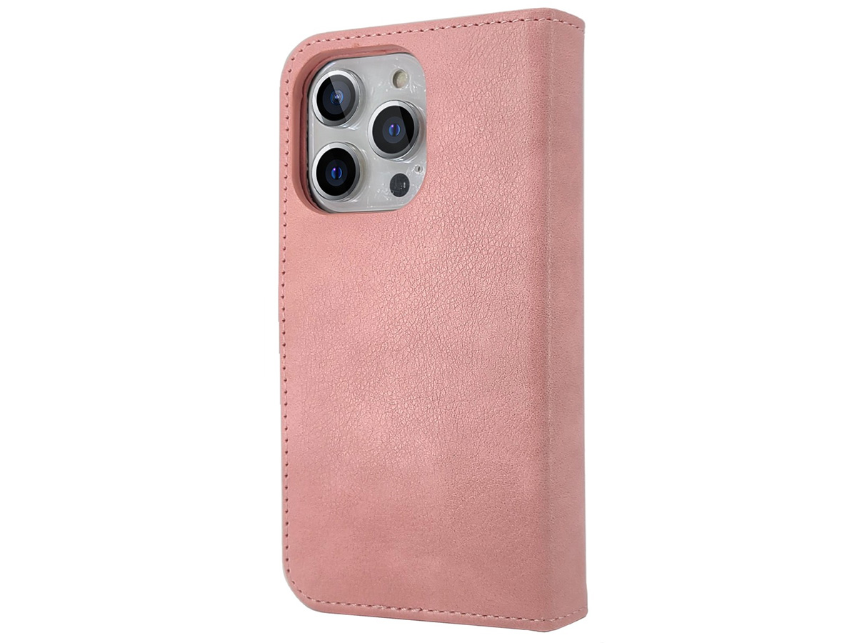 CaseMania 2in1 Magnetic Bookcase XL Roze - iPhone 15 Hoesje