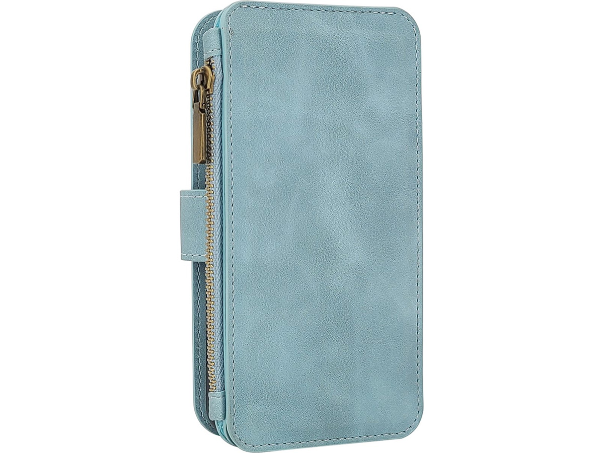 CaseMe 2in1 Wallet Ritsvak Case Aqua - iPhone 15 Hoesje