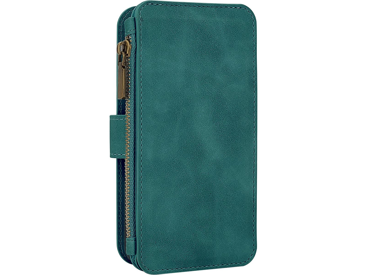 CaseMania 2in1 Wallet Ritsvak Case Groen - iPhone 15 Hoesje