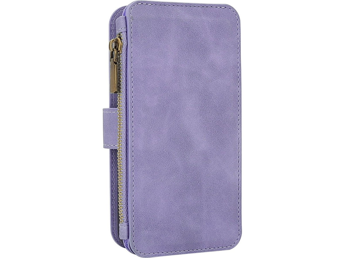 CaseMe 2in1 Wallet Ritsvak Case Lila Paars - iPhone 15 Hoesje