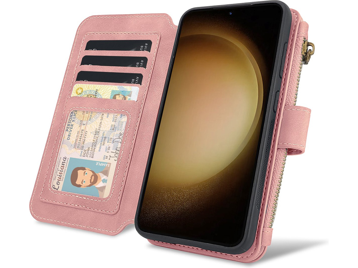 CaseMania 2in1 Wallet Ritsvak Case Roze - iPhone 15 Hoesje