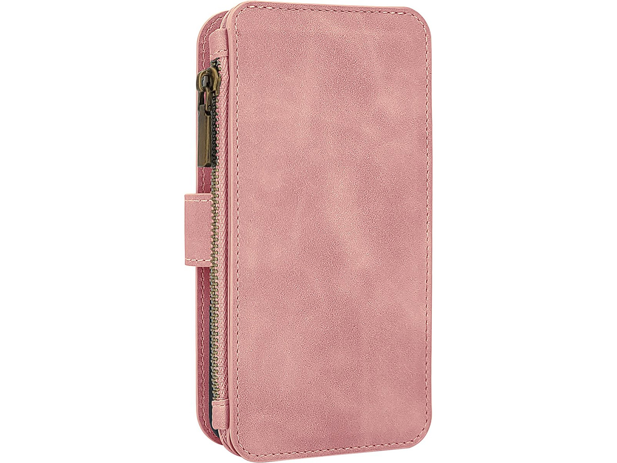 CaseMe 2in1 Wallet Ritsvak Case Roze - iPhone 15 Hoesje