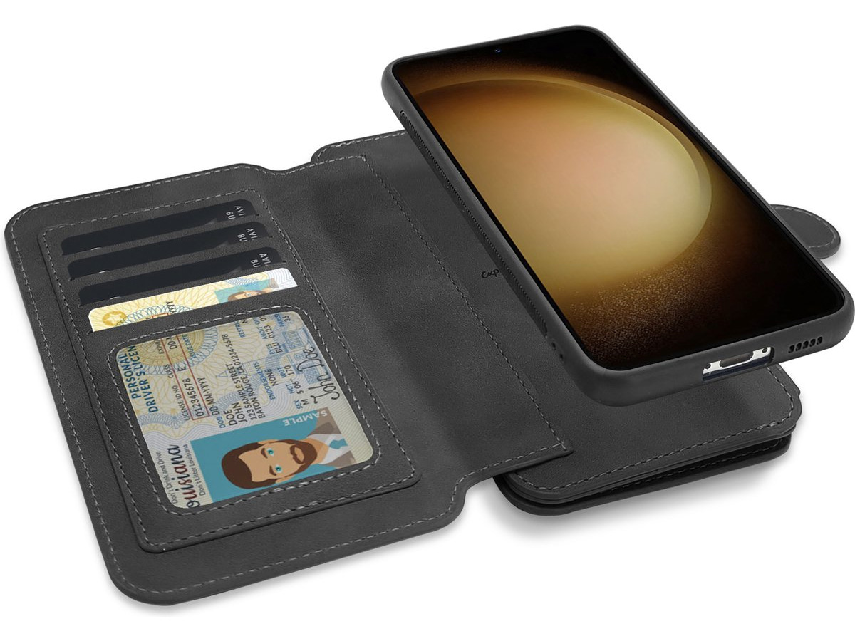 CaseMania 2in1 Wallet Ritsvak Case Zwart - iPhone 15 Hoesje