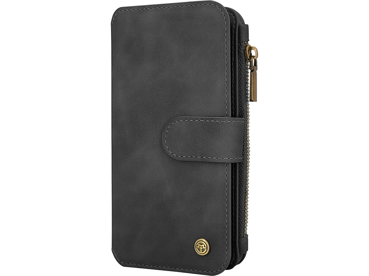 CaseMania 2in1 Wallet Ritsvak Case Zwart - iPhone 15 Hoesje