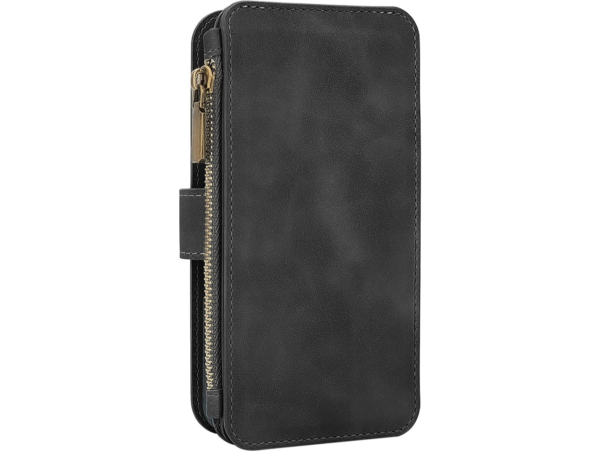 CaseMania 2in1 Wallet Ritsvak Case Zwart - iPhone 15 Hoesje